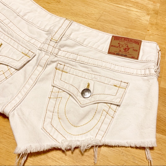 True Religion Joey Cut Off White Jean Shorts 26 - Picture 7 of 11